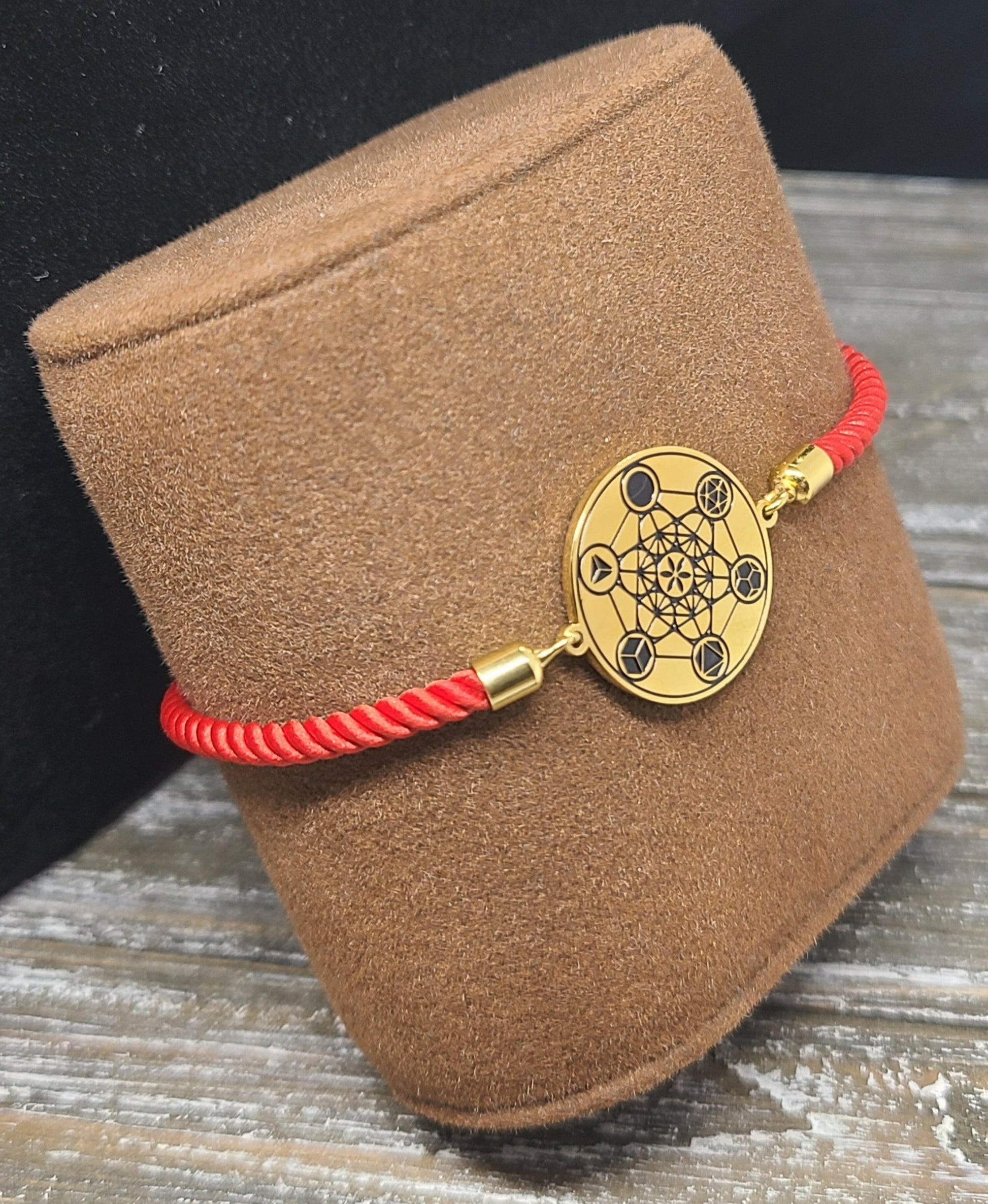 Metatron's Cube 72 Names of God Bracelet Red.