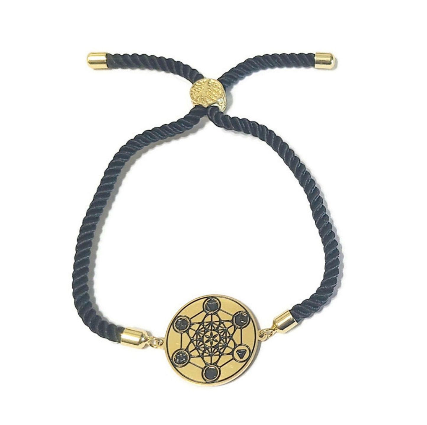 Metatron's Cube 72 Names of God Bracelet Black.