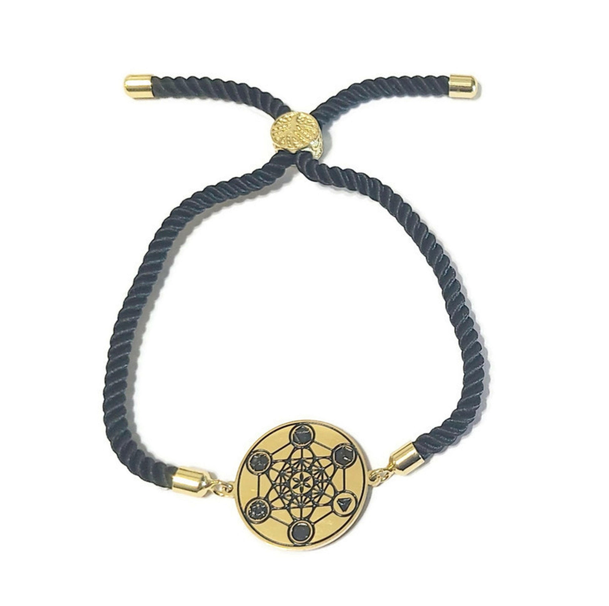 Metatron's Cube 72 Names of God Bracelet Black.