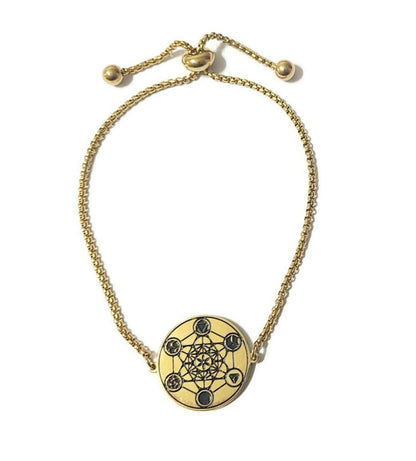 Metatron's Cube 72 Names of God Bracelet Gold.