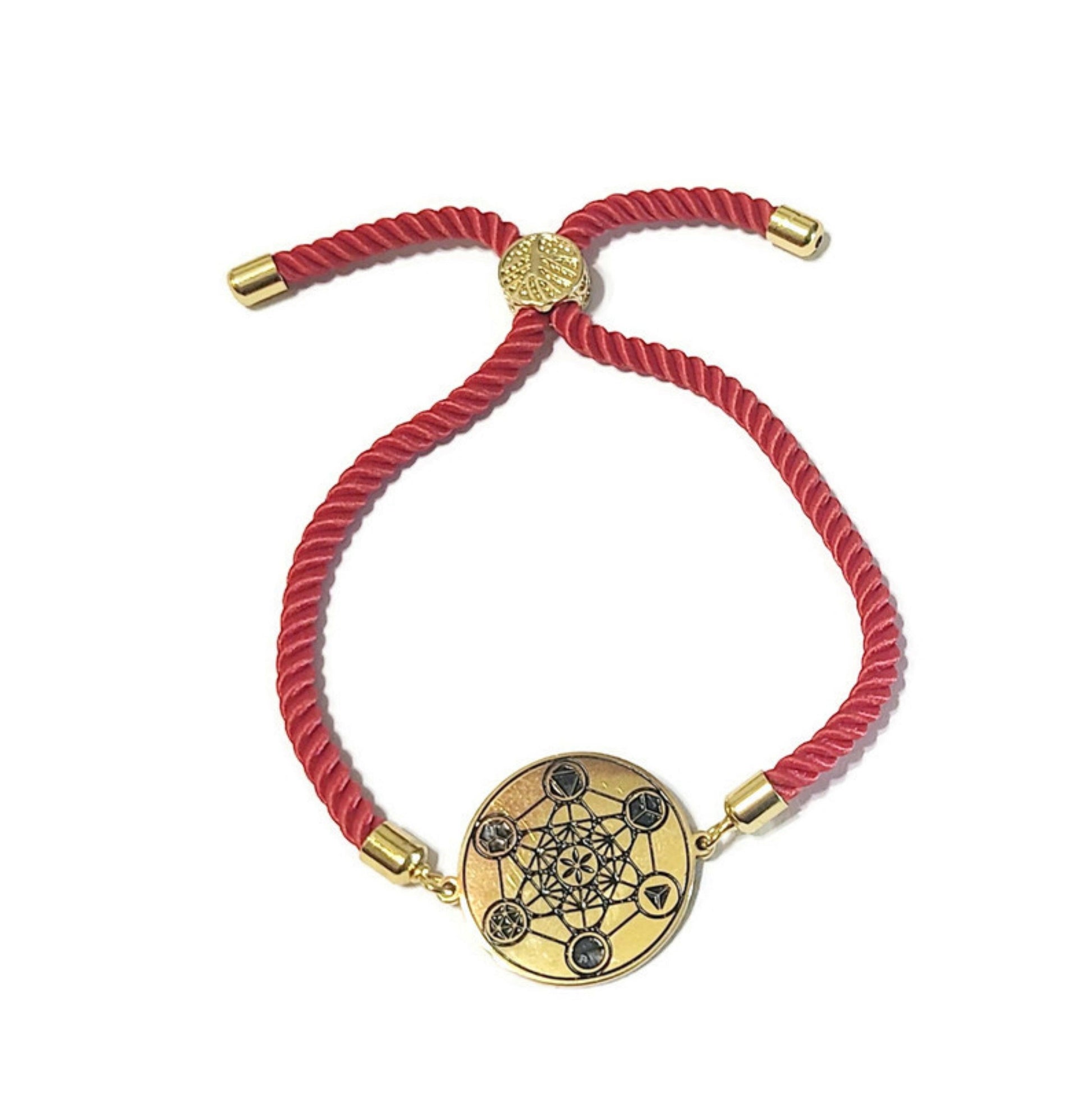 Metatron's Cube 72 Names of God Bracelet Red.