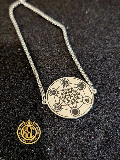 Metatron's Cube 72 Names of God Bracelet Silver.