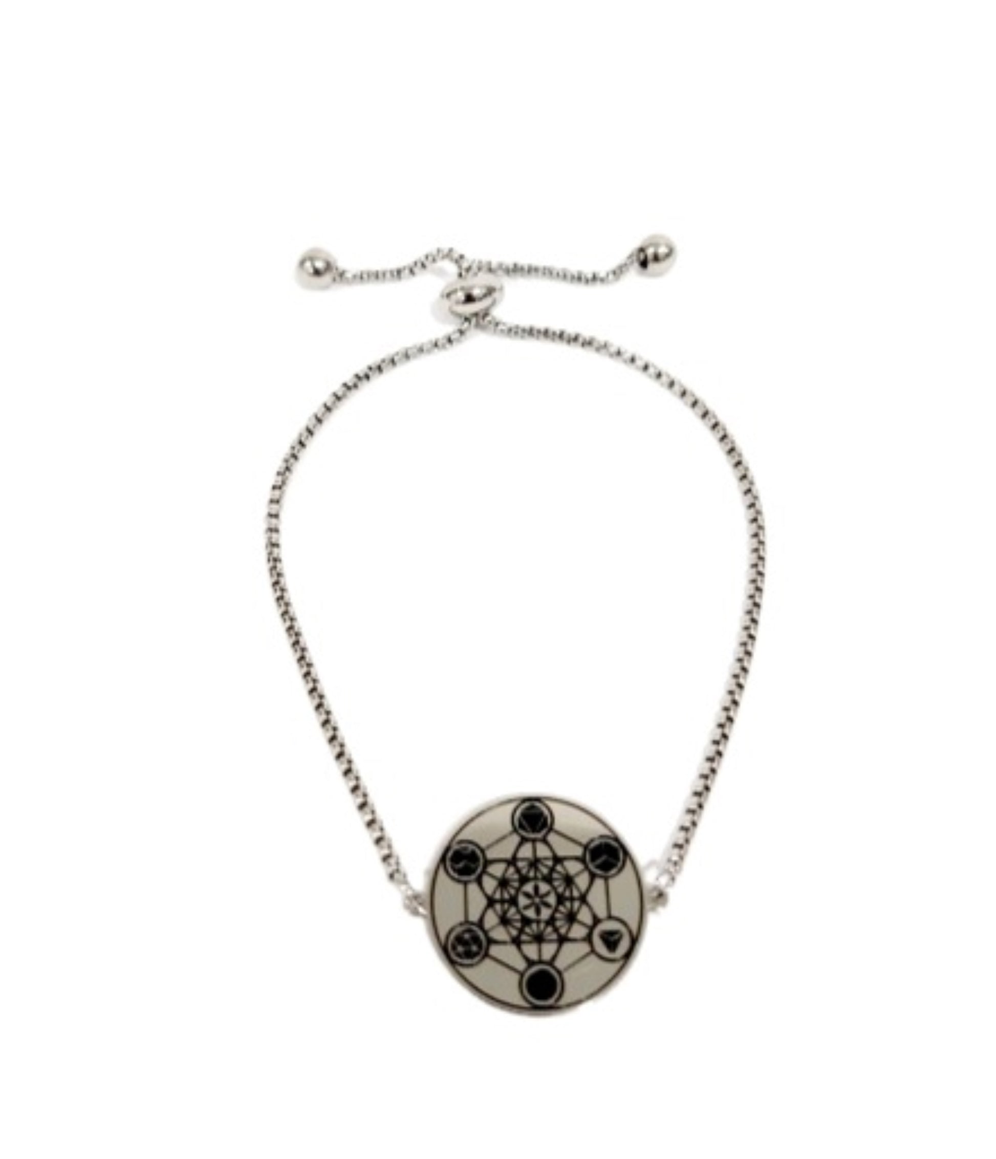 Metatron's Cube 72 Names of God Bracelet Silver.