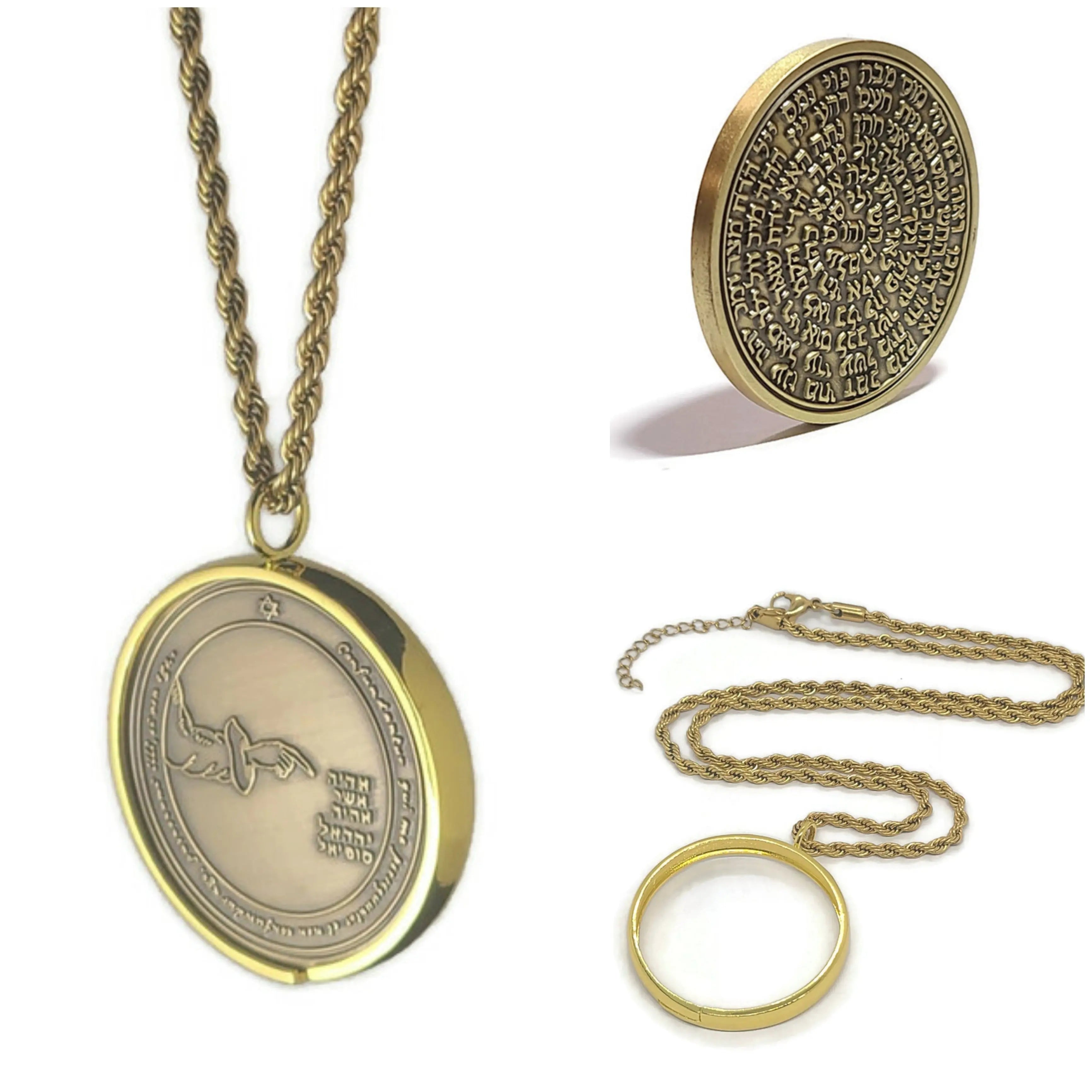 Bronze Fourth Pentacle Of The Moon Talisman Pendant - Key Of Solomon, Protection Charm With Cord