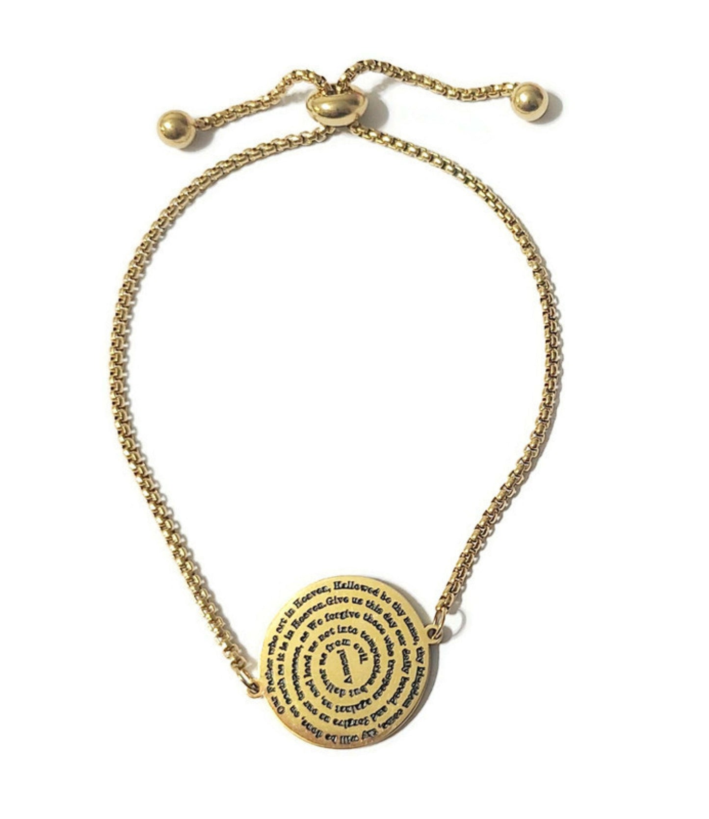 Our Father Prayer 72 Names of God Bracelet Gold.