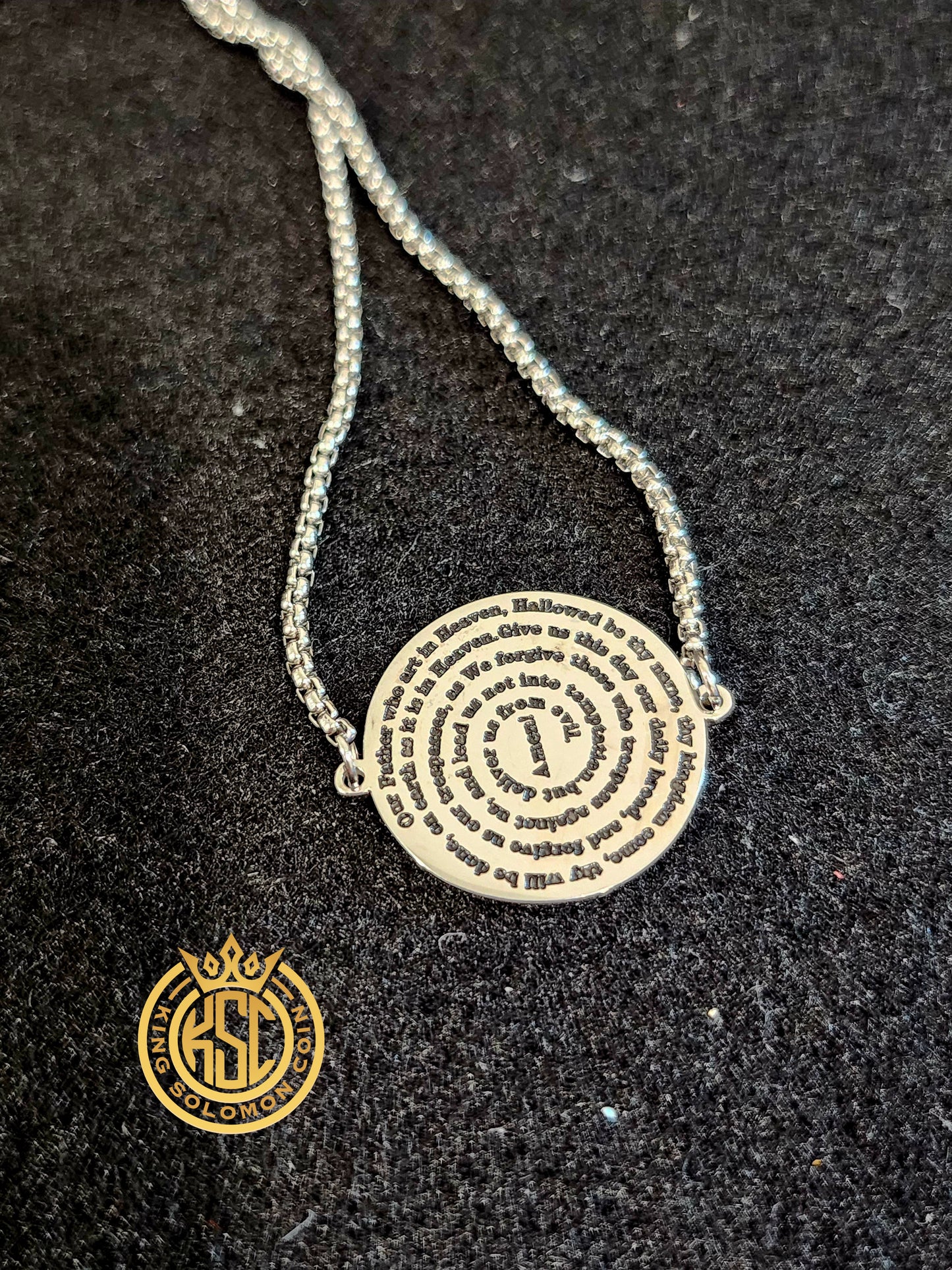 Our Father Prayer 72 Names of God Bracelet Silver.