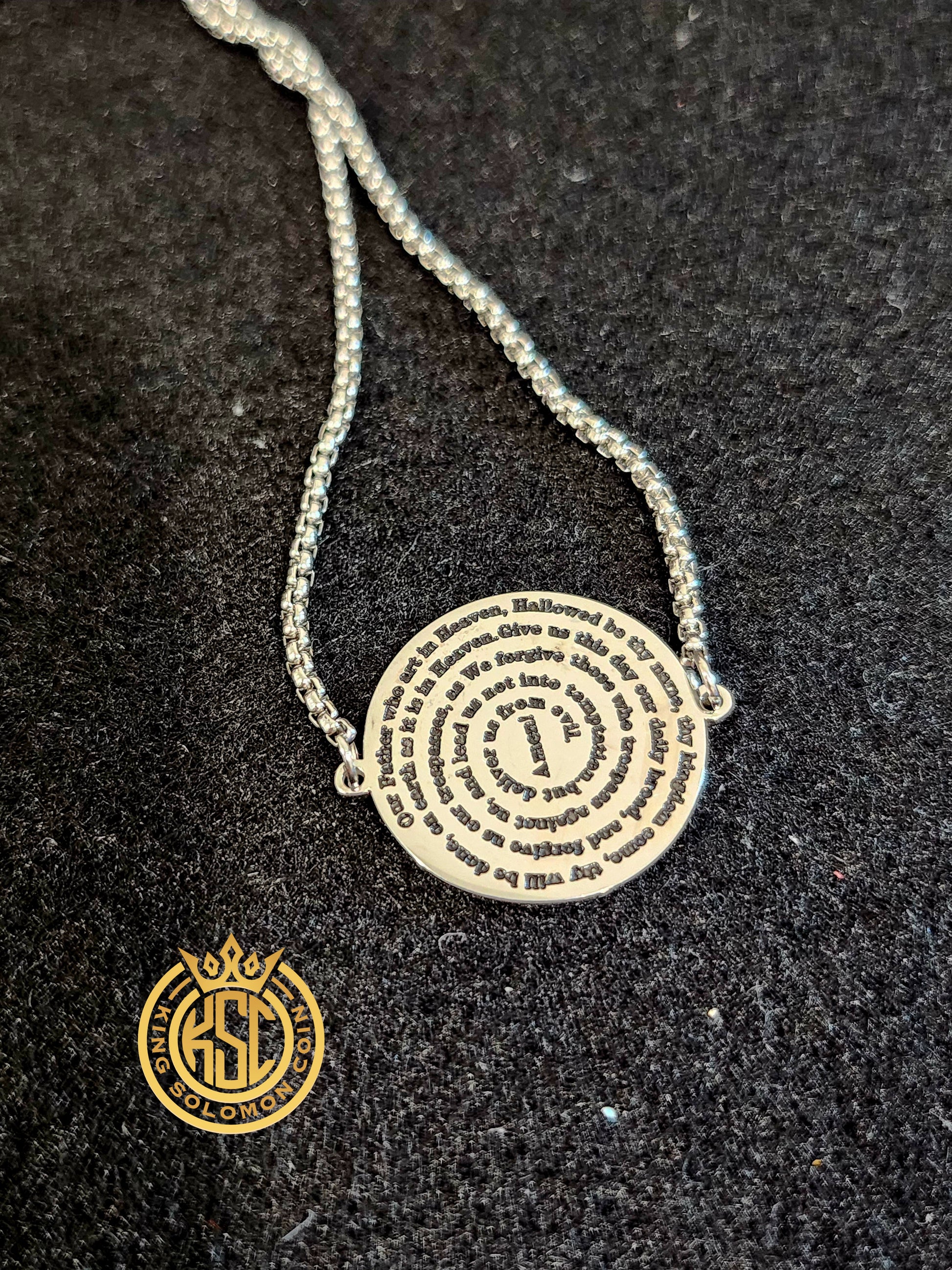 Our Father Prayer 72 Names of God Bracelet Silver.