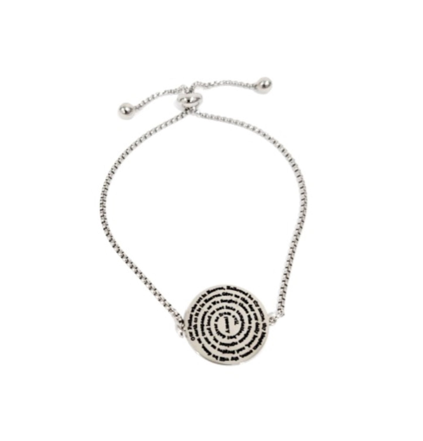 Our Father Prayer 72 Names of God Bracelet Silver.
