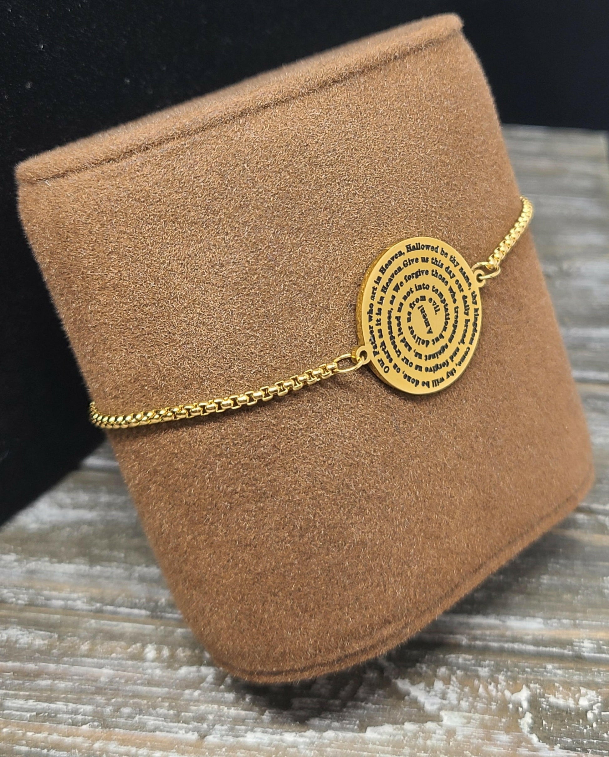 Our Father Prayer 72 Names of God Bracelet Gold.