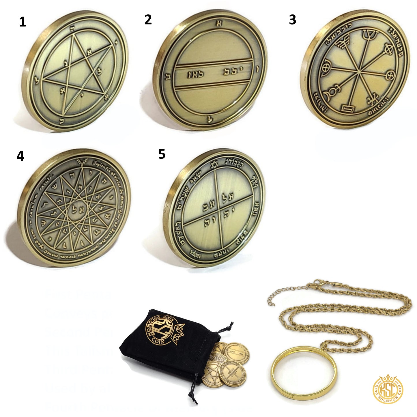 5 Pentacles of Mercury 1FitAll bezel Necklace.