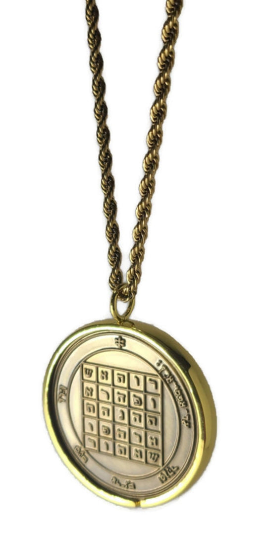 Second Pentacle of Saturn 72 names of God 1FitAll bezel Necklace.