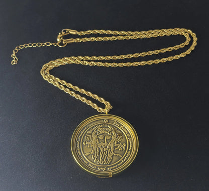 First Pentacle of the Sun "El Shaddai" 72 names of God 1FitAll bezel Necklace.