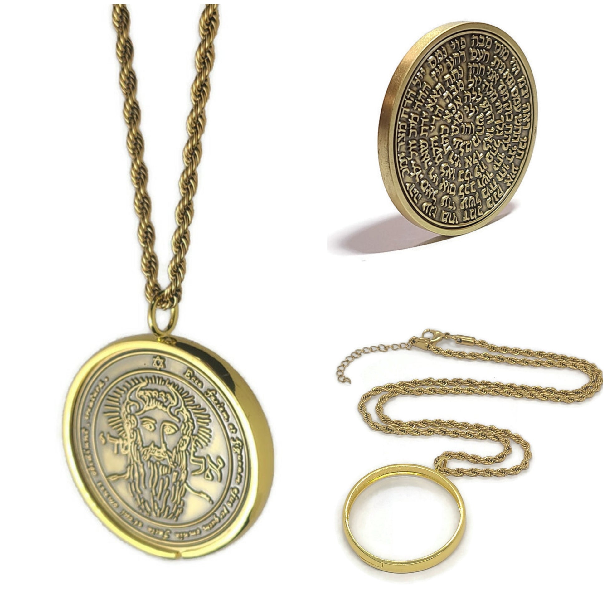 First Pentacle of the Sun "El Shaddai" 72 names of God 1FitAll bezel Necklace.