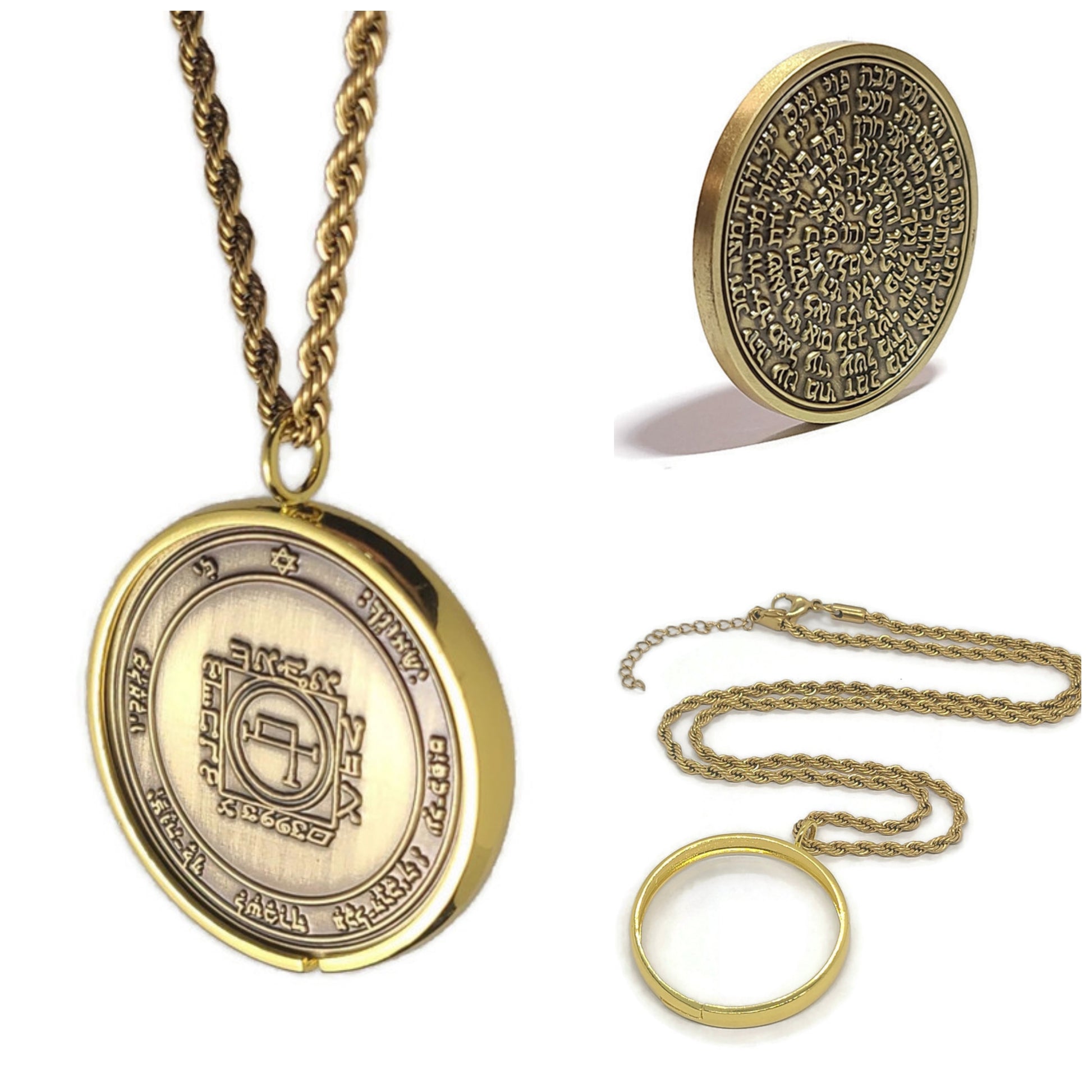 Fifth Pentacle of the Sun 72 names of God 1FitAll bezel Necklace.